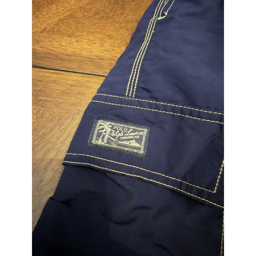Polo Ralph Lauren Mens Navy Blue Swim Trunks Cargo Pocket XL Red Pony Logo